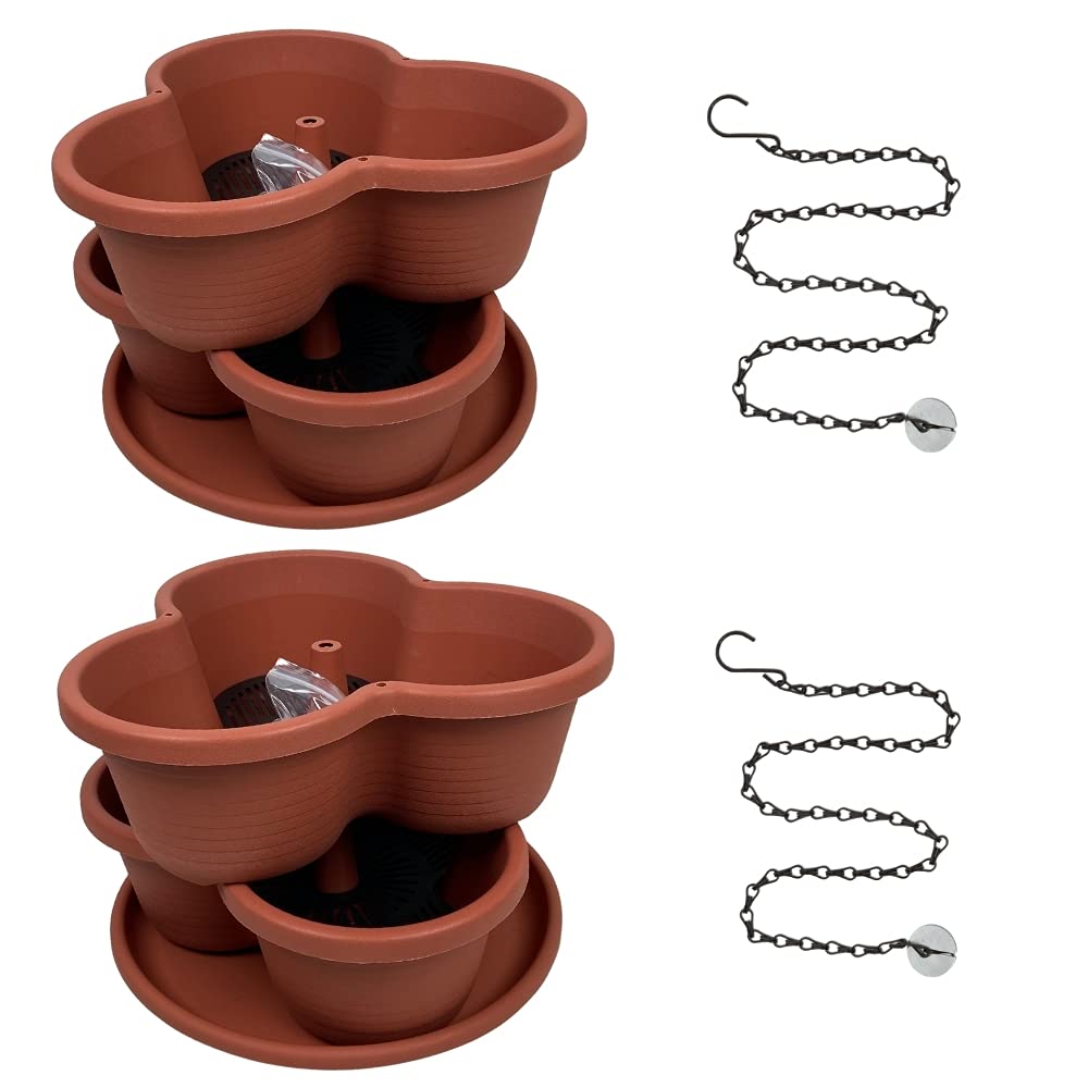 Stackable Planter Vertical Garden Best for Parties, Group Activities, and Gift Baskets for Herbs, Succulents, Strawberries, Fairy Garden Planter for Indoor and Outdoor Porch Gardens, Hanging Planter