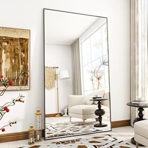 Large Full Length Mirror 78″ x 35″ – Shatterproof Floor Full Body Mirror with Aluminum Alloy Frame, Freestanding, Hanging, or Wall-Leaning, for Bedroom, Living Room, Dressing Room, Black