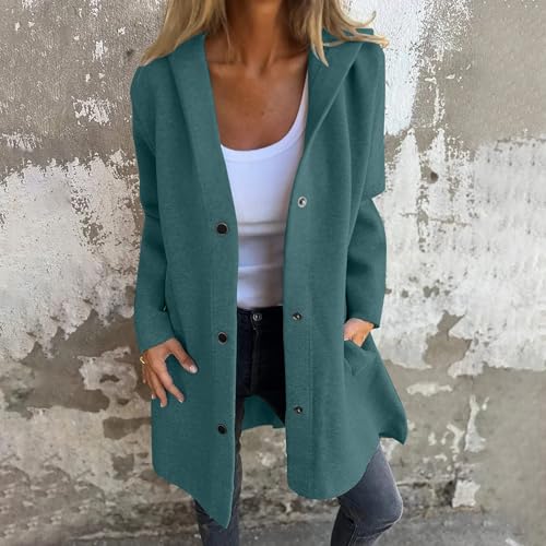 Hooded Jackets for Women 2025 Single Breasted Hooded Trench Coats Lapel Long Sleeve Casual Lightweight Fall Overcoat2