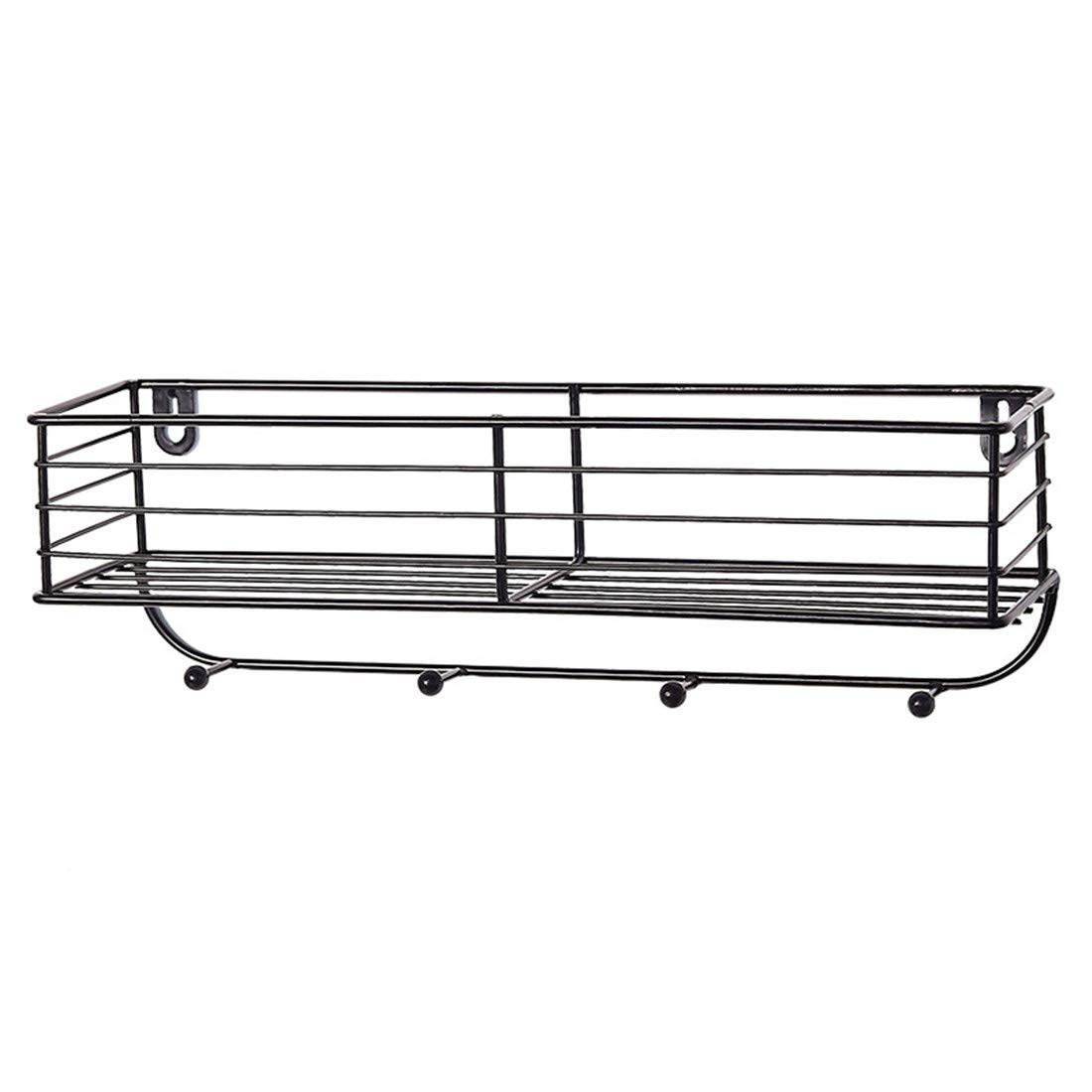 Metal Shower Caddy Basket Shelf with Hook Wall Decoration Bathroom Bathroom Multi-function Rack Black