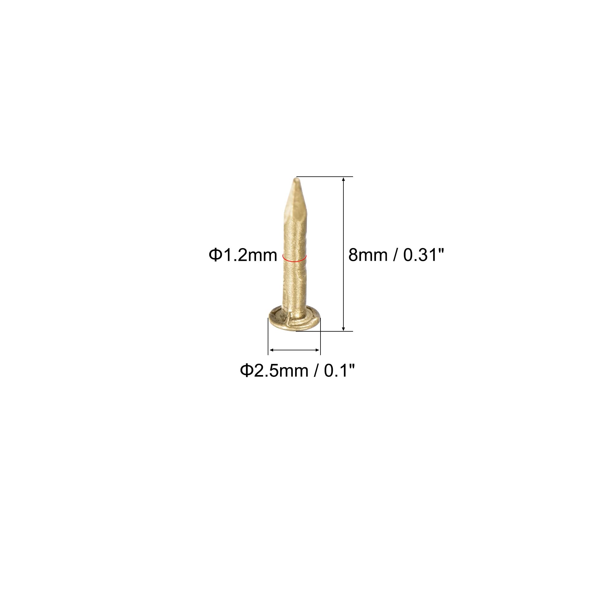 QUARKZMAN Chiodini in Ottone Piccoli 1.2x8mm per Decorazioni Fai da Te Immagini Decorative Scatole in Legno Accessori per la Casa 50pz