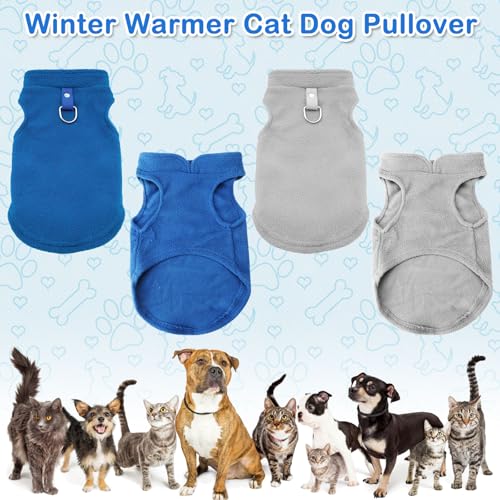 VOSSOT Hundepullover für Kleine Hunde - 2 Packungen Warmer Wintermantel Mit Hundeleine, Bauchschutz, Fleece und D-Ringen - Winterjacke (L)