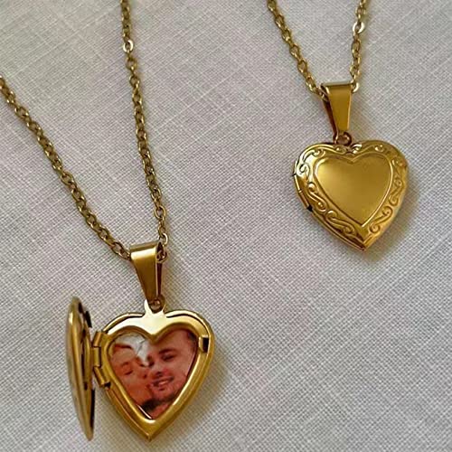 Valentines Heart Locket Pendant Necklace 24K Gold Color Romantic Fancy Heart Jewelry For Women3