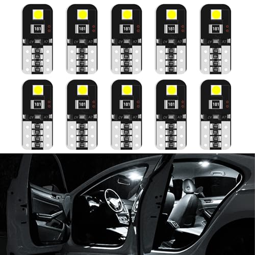 Suevut 10 Stück LED Innenraumbeleuchtung Auto 12V Weißes Licht für Auto Innenraum Energiesparende Auto LED Innenbeleuchtung 80 Lumen 6500K für Kofferraum Decke & Fußraum