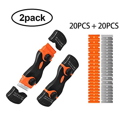 Gayisic Razor Blade Scraper, 2 in 1 Scraper Tool with 40 Pcs Plastic