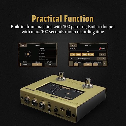 Image of Hotone Ampero Mini MP-50 MC Guitar Bass Amp Modeling IR Cabinets Simulation Multi Language Multi-Effects with Expression Pedal Stereo OTG USB Audio Interface (MATCHA)
