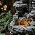 Dalxo 20-Inch Outdoor Water Fountain, 5-Tier Cascading Rock Resin Water Fountain with Warm LED Light, Stone Imitation, Outdoor Water Feature for Garden, Patio, Yard, Deck, Porch, Lawn in Gray