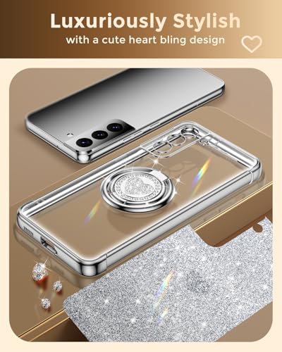 Coque pour Samsung Galaxy S22 avec support bague anti-chute et design cœur - 5