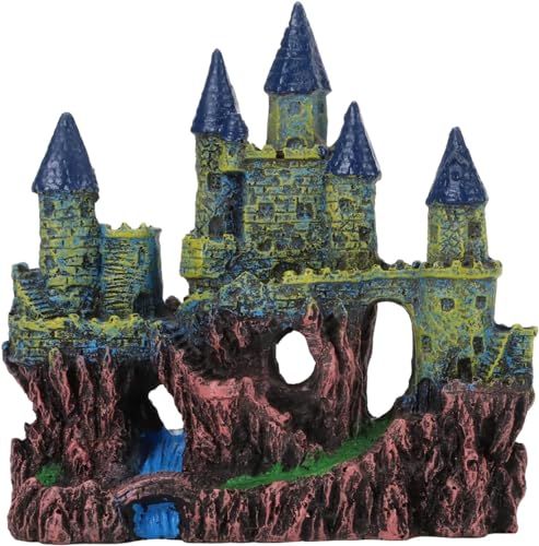 Image of Ancient Castle Fish Tank Aquarium Accessories Fish Hide House Beautiful Aquarium Decoration Ornament for Natural Looking Resin (Size:23 Cm X 9 Cm X 26 Cm)