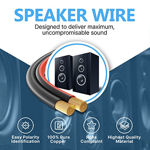 FEDUS 16 Gauge/AWG Speaker Wire Oxygen-Free Copper 2 Conductors Audio Speaker Cable for Car Speakers Stereos, Subwoofer, Home Theater Speakers, HiFi Surround Sound (25 METER, RED+BLACK) 7
