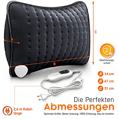 sinnlein Heizkissen elektrisch mit Füllung 100W für Rücken Schulter Nacken Bauch | Wärmekissen mit 3 Temperaturstufen & Abschaltautomatik (Anthrazit)