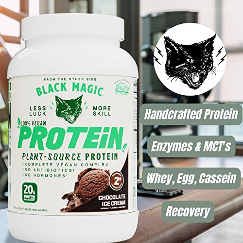 Black Magic Multi-Source Protein - Whey, Egg & Casein Complex With Enzymes & Mct Powder - Pre Workout & Post Workout - Vegan Chocolate Ice Cream Protein Powder - 24G Protein - 2 Lb W Bonus Key Chain #TOP5