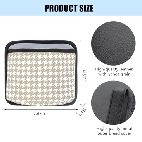 Image of Car Trash Can, Mini Foldable Vehicle Garbage Organizer with 15PCS Bin Bag, Check Pattern Auto Interior Hanging Bin Container Accessoies, Universal for SUV Sedan Truck (Beige /White)