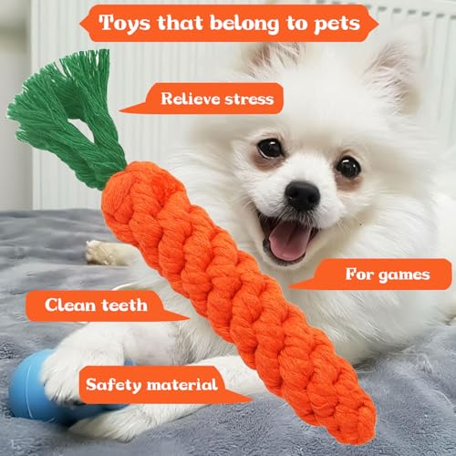 AWYY 2 Stück Karotte Hundespielzeug, Puppy Karotte Seil Spielzeug Geflochtene, Kauspielzeug für Welpen, Hunespielzeug aus Geflochtenem Seil, Hundespielzeug für Kleine Mittelgroße Welpen, Zeaying96