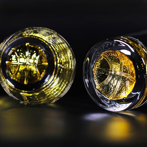 Image of Melbify Gold Basketball Whiskey Glass Gift Set | 6 pcs Set | 300 ml | Premium Packing | Gift Box | Gold-Bottomed | Imported | Luxurious | Ideal for Wedding Gifts, Anniversary, VIP and Corporate Gifts