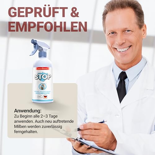 KRAFTKÖNIG Milbenspray 500 ml – Hochwirksames Abwehrspray gegen Milben – Milbenspray für Matratzen, Polster & Textilien mit Langzeitschutz – Geeignet für Kinder, Allergiker & Haustiere