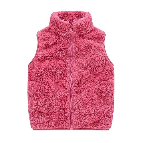 Fleece Zipper Jacket Vest for Kids Baby Girls Boys Sleeveless Fuzzy Solid Coats with Pocket Youth Warm Outwear Clothes