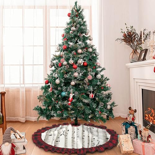 Jupe de sapin de Noël bouleau cache le pied de l'arbre proprement