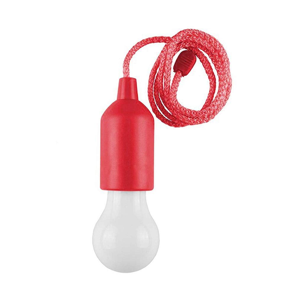 Pull Cord Light Bulb Battery Operated LED Bulb Light Hanging Lamp On Rope (No Battery) Colorful LED Bulb Child LED Hanging Light for Birthday Party Lighting Indoor Outdoor Lights Decor
