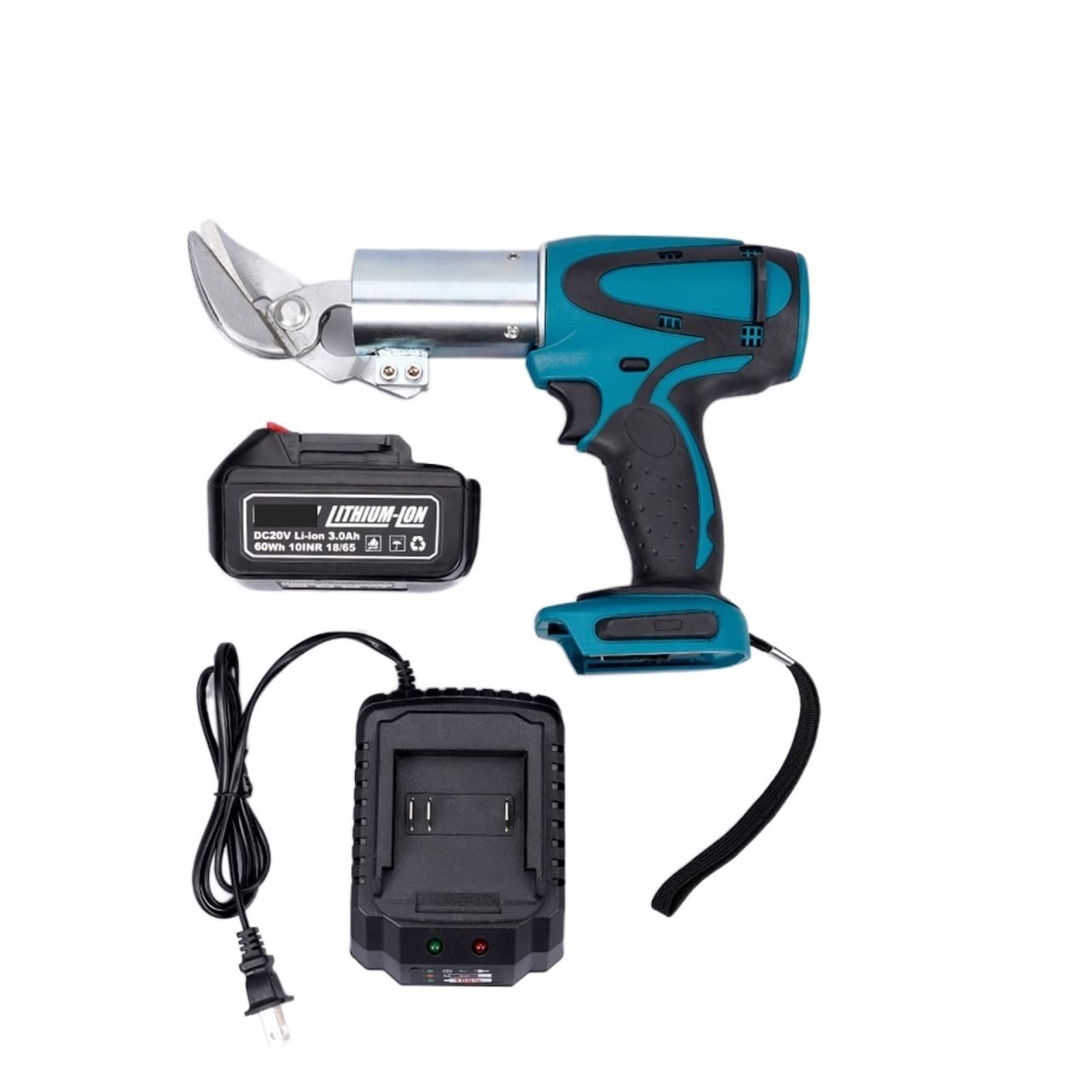 20V Cordless Electric Iron Scissor Metal Cutting Tool Iron Shear Sheet Cutter Scissor Carbon Steel Cutter For Battery(1Battery 3.0AH,Inverter 1500W)