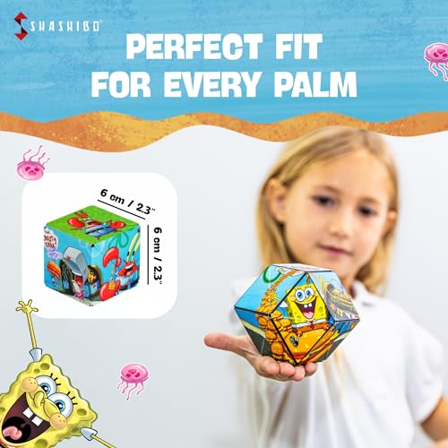 Image of Shashibo Spongebob Squarepants Magnetic Puzzle Cube, Sensory Fidget Toy | 100+ Possible Shapes, Stress Relief Fidget Toy For Adults & Kids, Fun Shape Shifting Puzzle Box For All Ages