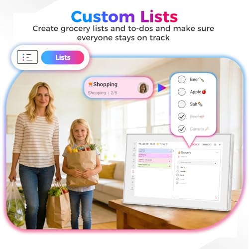 Image of Akimart 15.6 inch Smart Digital Calendar & Chore Chart, Smart Touchscreen Interactive Display for Family Schedules, Digital Photo Frame Functon, Wall & Desk Mountable