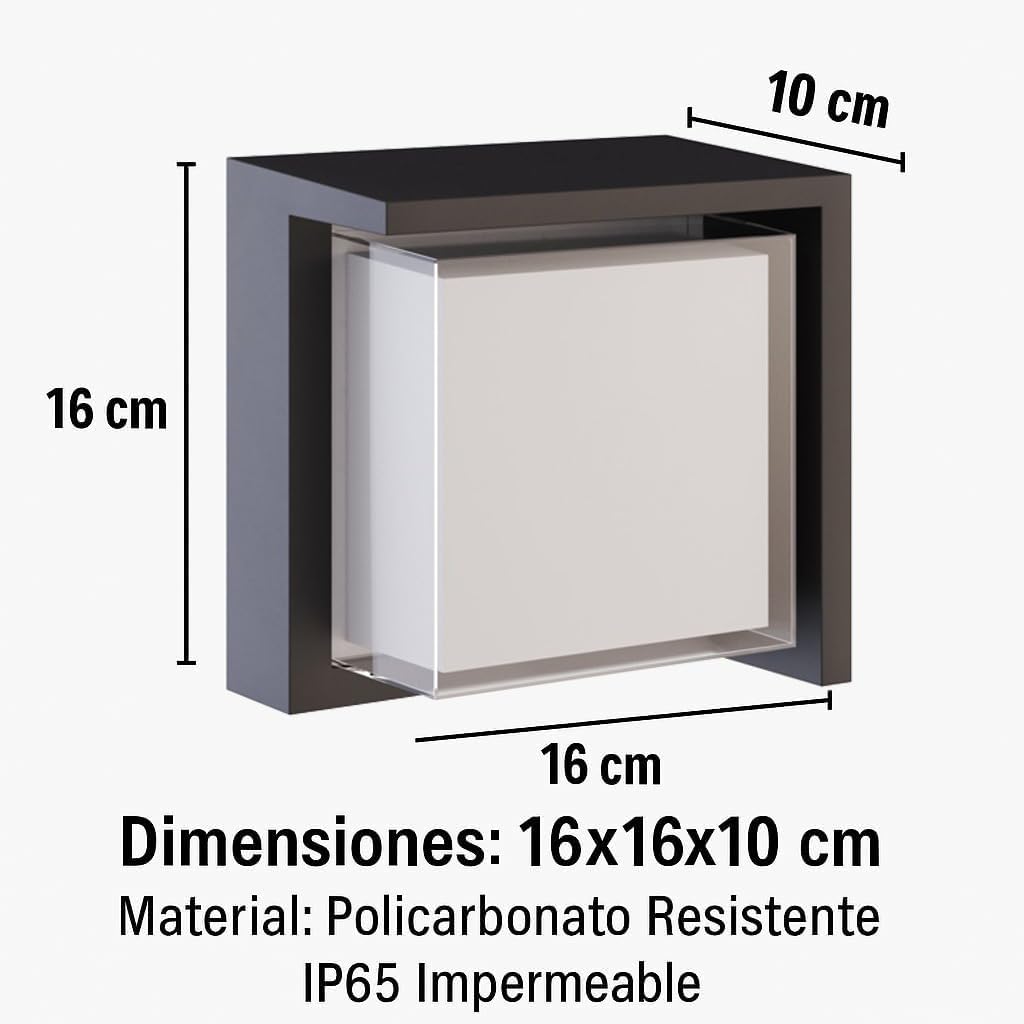 [4 UDS] Aplique Led Exterior Pared 15W Impermeable IP65 2700K 3200K 4000K Luz Ajustable Muro Interior Foco Lámparas Terraza Diseño Cuadrado Negro Apliques Candeeiro El Palique Jardín Dormitorio