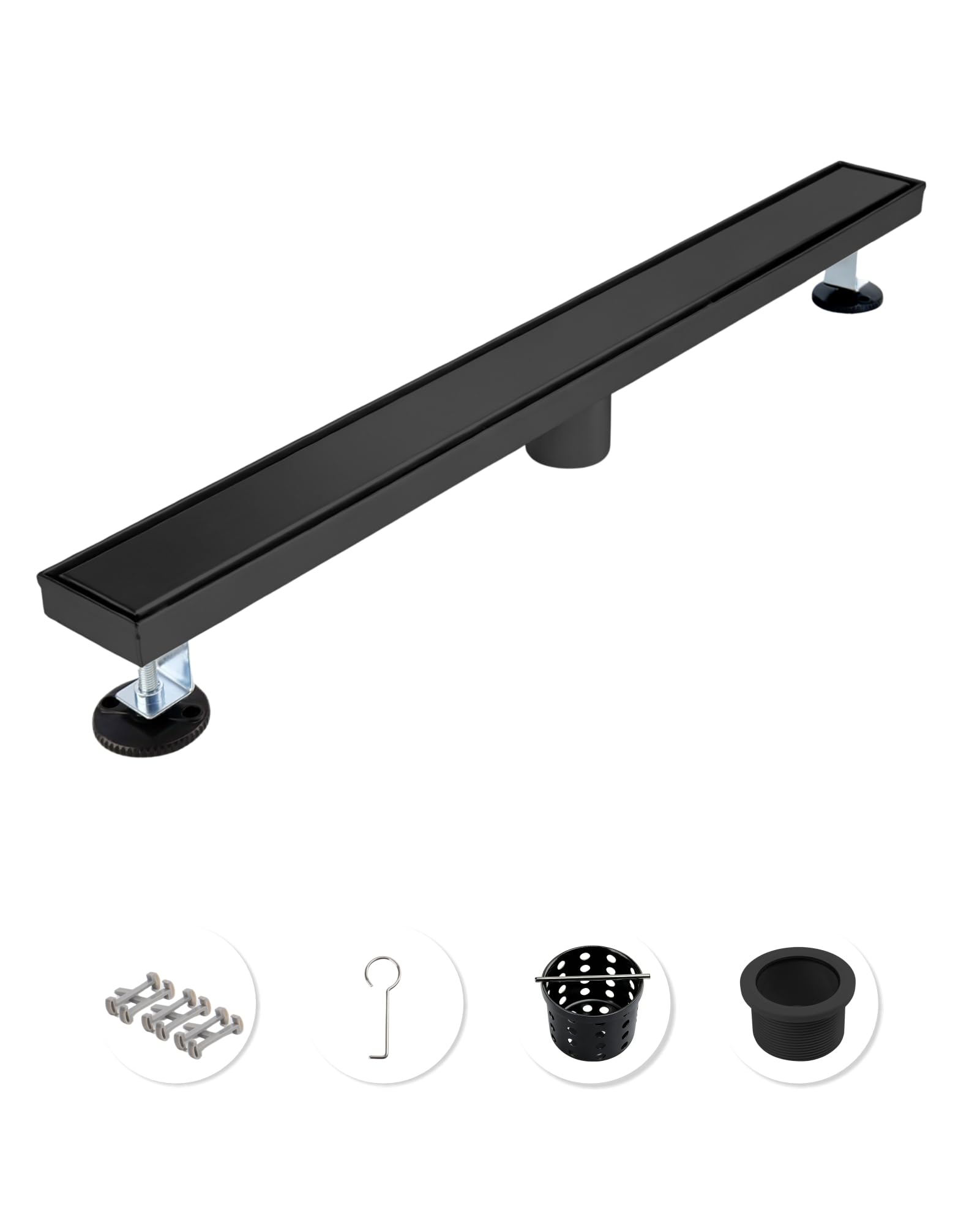 36 Inch Matte Black Linear Shower Drain