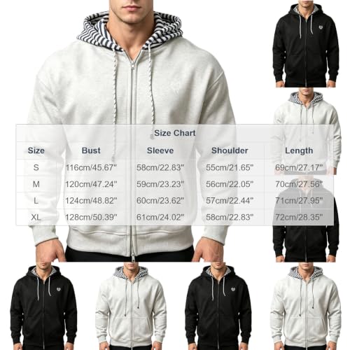 Mens Full Zip Hoodie Contrast Hood Kangaroo Pockets Streetwear Sweatshirt - image 5