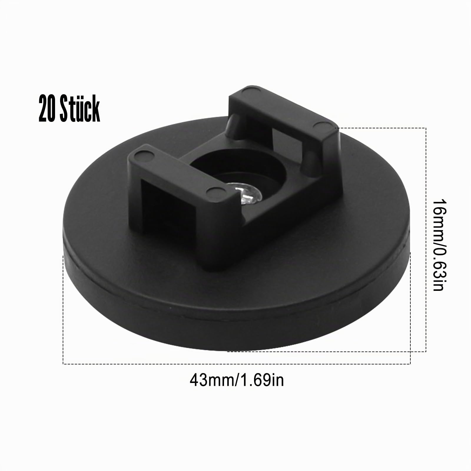CDIYTOOL Magnetische Kabelbinder-Halterung, 43 mm, Mehrzweck-Magnetkabelhalter, magnetische Kabel-Organizer-Clips, für Kabel-Organisation, 20 Stück