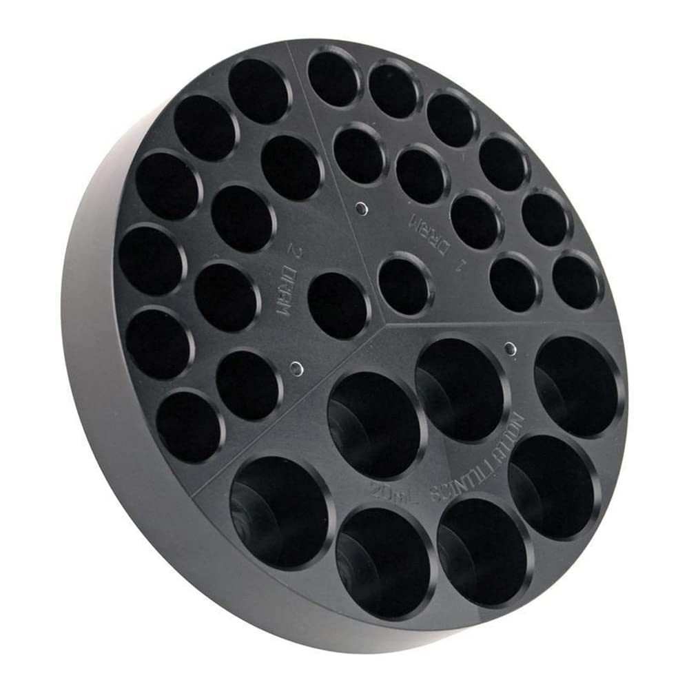 Chemglass CG-1991-T-10 Series CG-1991-T Tri-Block Reaction Block to Fit for 20 mL Scintillation Vial, 1 Dram, Black Hard Coated, Aluminum