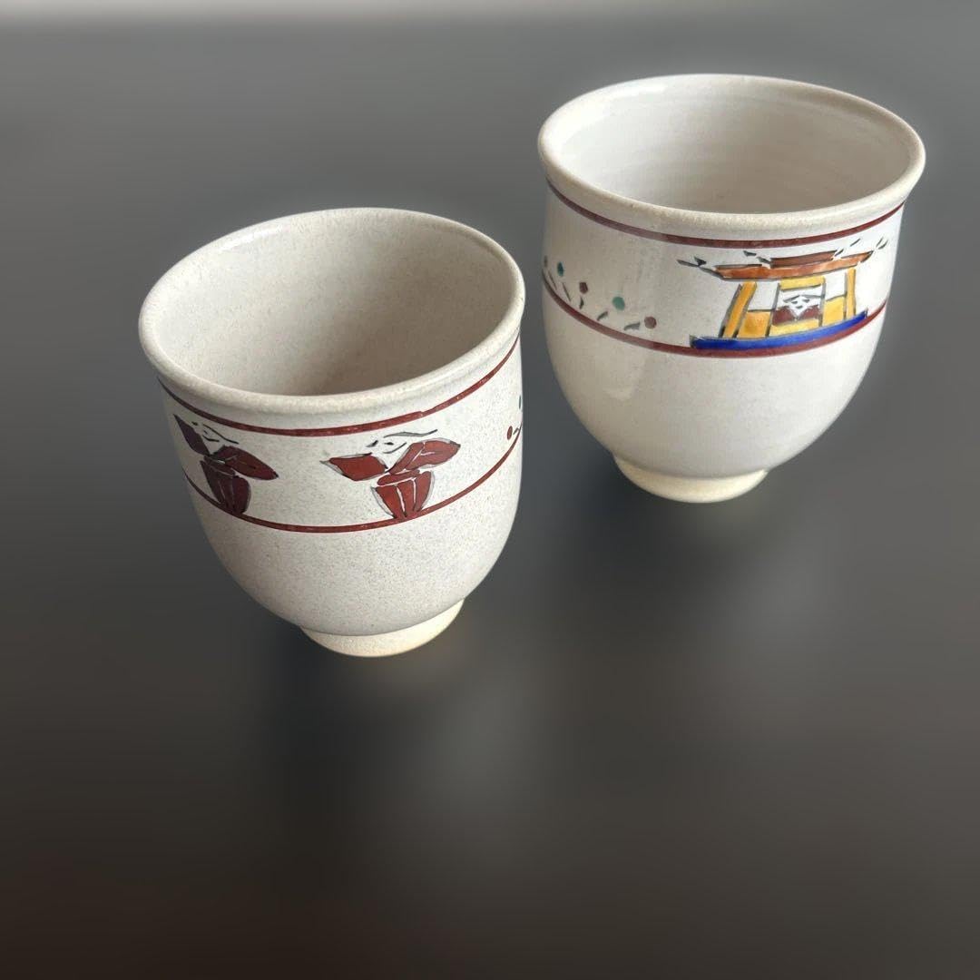 赤膚焼 寧屋工房 奈良絵湯のみセット 赤膚焼 寧屋工房 奈良絵