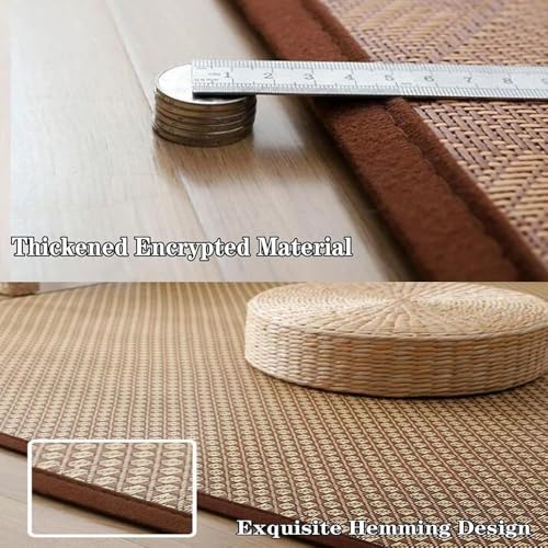 Tapis de sol Tatami japonais en rotin naturel, antidérapant, respirant, pliable, pour salon, chambre à coucher, tapis de sol d'été