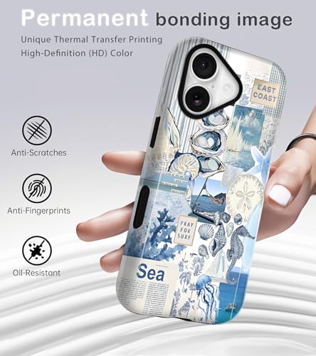 Coque iPhone 17 coque de téléphone esthétique bleu motif océan - 4