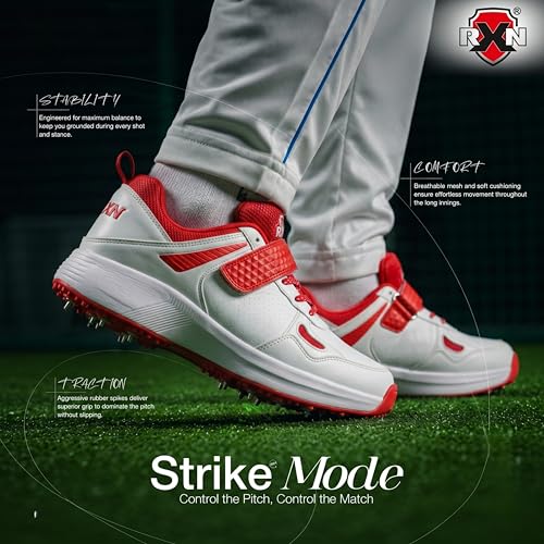 Image of RXN Victor Bowling Metal Spike Cricket Shoes for Men & Women | Cricket Spike Shoes with Phylon Sole, TPU Outsole & Synthetic Leather Upper Comes with Extra Nails & Keys to Tighten