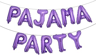 16 inch Pajama Party Balloons Banner Girls Sleepover Birthday Party Decoration Slumber Parites Banner Colorful Balloons Backdrop (PAJAMA PARTY Purple)