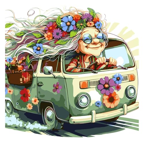 feelive Pintar por Numeros Adultos, Mujeres y Coches Kit de Pintura al óleo de Lienzo para con Pinceles, DIY Pintura por Números Decoraciones para el Hogar sin Marco 30x30cm