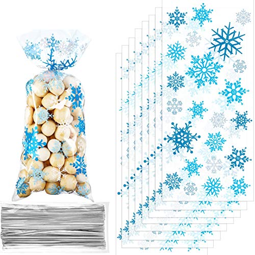 Blulu 100 Pcs Snowflake Cello Bags