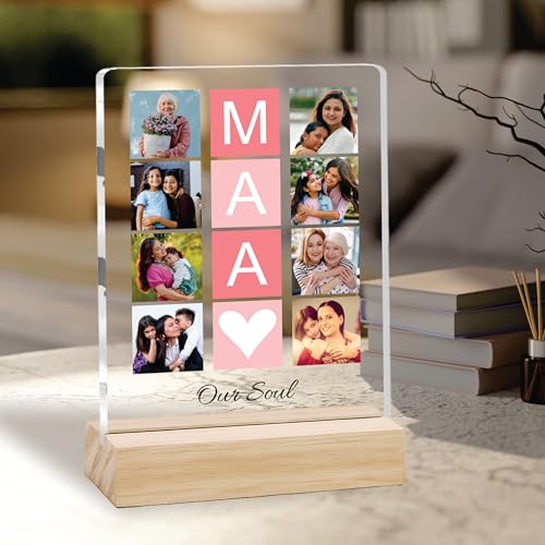 Image of Giftplease Customized Photo Frame With Wooden Stand | Personalised Printed Photo & Text Frame | Gift For Mom | Birthday | Mother's Day | (Transparent, 6x8 Inches, Tabletop) m 12