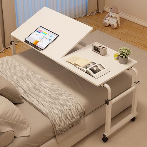 Clickovia Mesa de Cama, Mesa Auxiliar Móvil con 4 Ruedas 120x40cm