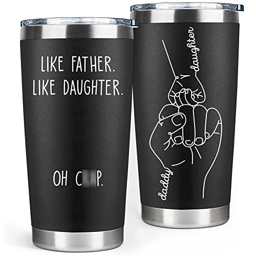 Image of HUNIGIFT Gifts for Dad from Daughter - Fathers Day Gift for Dad - Birthday, Father's Day, Christmas Gifts for Dads - Father Gift Ideas - New Papa Daddy Stepdad Ideas for Men - 20 Oz Black Tumbler