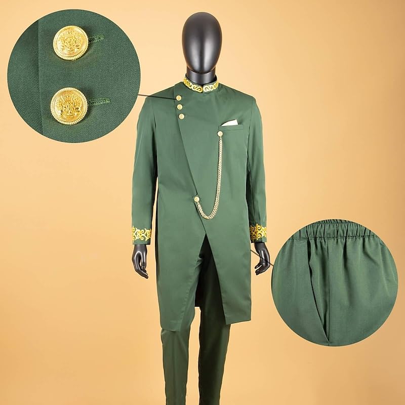 African Suits for Men Slim Fit Single Breasted Embroidery 2 Pieces Party Suit Slim Fit Groomsman Suit2