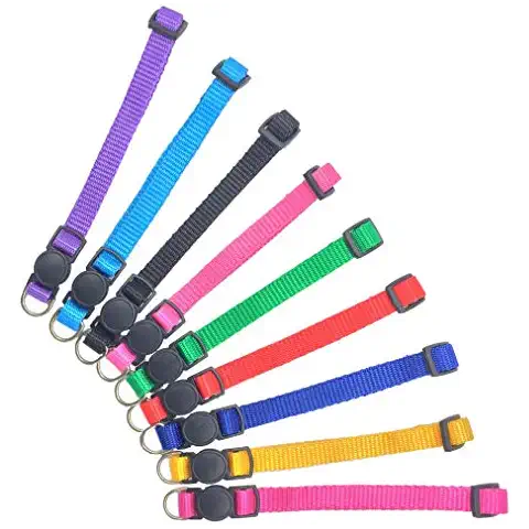 PACCOMFET 9 Pcs Breakaway Cat Collar Nylon Puppy ID Collars and Adjustable for Pet Dog Whelp Cover