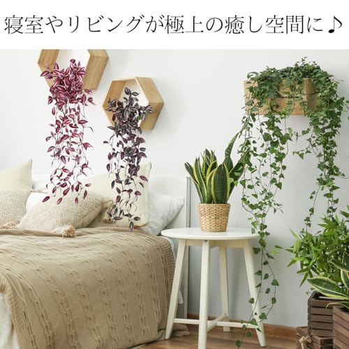 Leap Raupe フェイクグリーン 吊り下げ リアル 壁掛け 観葉植物 造花 インテリア トラディスカンチア フェイク グリーンパープル 70cm [4]