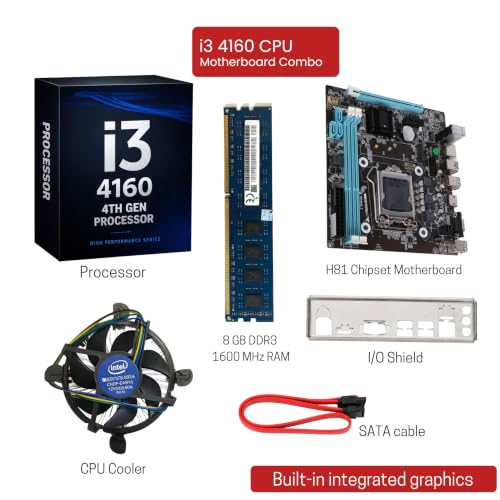 Image of Core i3-4160 [ 4th Gen ] with 3.6 GHZ Combo Kit with H81 Motherboard + 8GB DDR3 1600MHz RAM + CPU Fan | Pre-Assembled & Pre-Tested | 1 Years Warranty | Home & Office PC Upgrade (8GB)