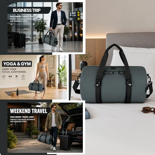 Image of Storite Nylon 43 Cm Imported Multi Purpose Travel Duffle Bag for Women with Dry and Wet Pocket, Lightweight Waterproof Backpack Carry Luggage Bag (Grey, 43x24x20cm)