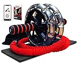 INTENT SPORTS Multi Functional Ab Wheel Roller KIT with Resistance Bands, Kneepad, Workout Ebook. Abdominal Workout Wheel Roller with Large Wheels for Stability. Ab Core Workout, Exercise Videos.