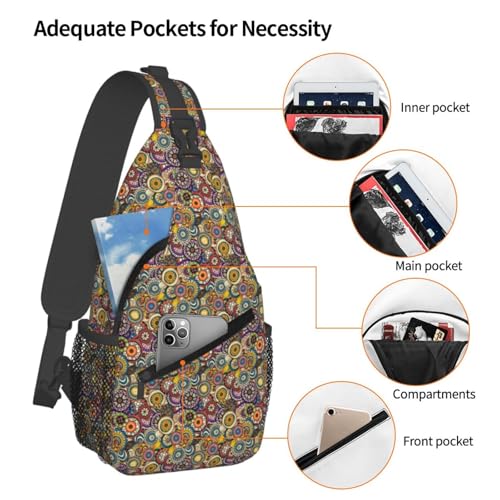 Ethnic Circles Floral Pattern Stylish Men'S Messenger Bag - Durable Polyester, Huge Capacity & Adjustable Strap4