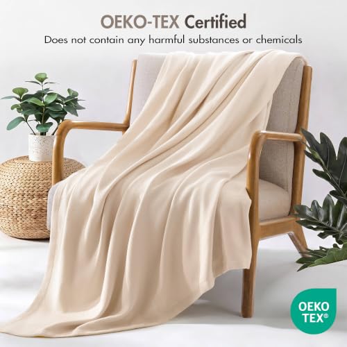 Image of Madison Park 100% Egyptian Cotton King Bed Blanket for Summer, Beige