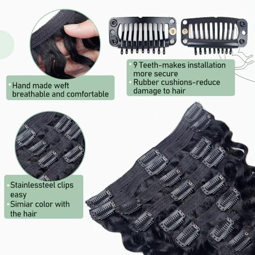 Extensiones de cabello Remy brasileño auténtico con clips para ondas profundas 5